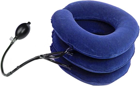 Inflatable Cervical Neck Traction Device/Neck Support Brace/Cervical Collar Adjustable (Blue)