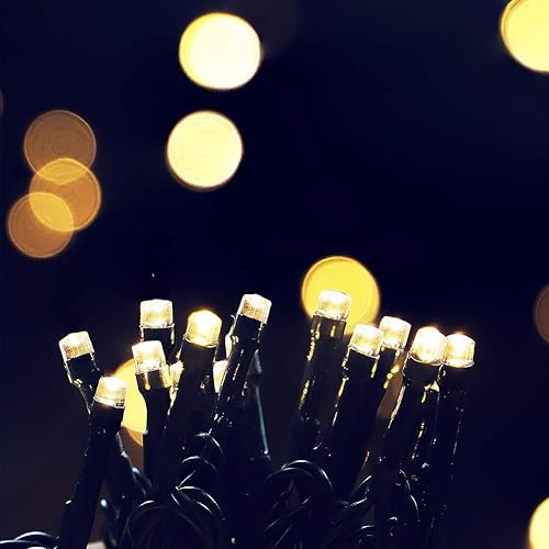 Miniatura 2 de MYGOTO - Guirnalda de 100 luces LED de 33 pies, alambre verde, impermeable, 8 modos, 30 V, certificado UL, enchufable, luces de Navidad para el
