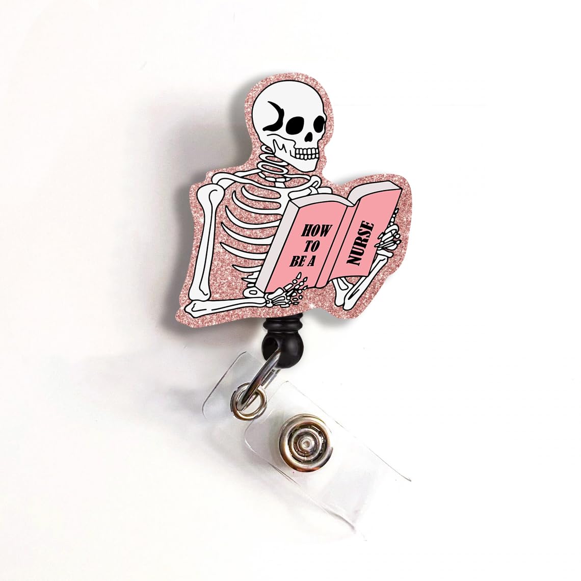 Nurse Badge Reel Cute Badge Reels Retractable for Nurses, Funny Nurse Badge Reel Holder with Clip for Work ID Card, Glitter Teacher Nursing Student RN