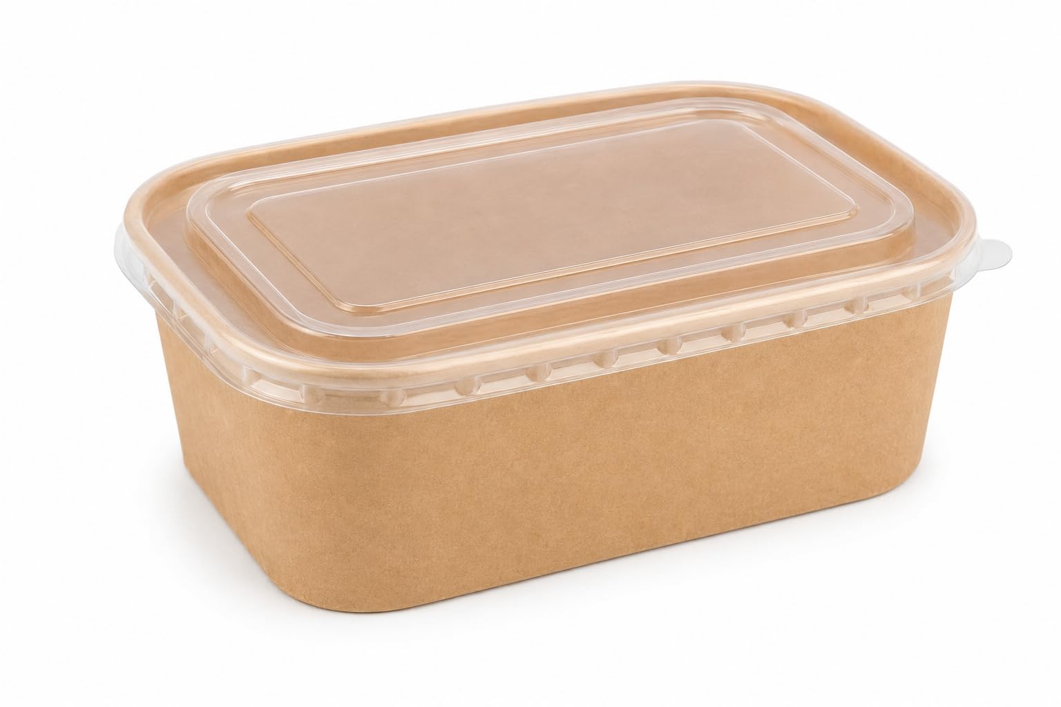 E Greenwize Kraft Paper Food Containers with Clear Lids, Rectangular, 650ml, Meal Prep, Catering, Takeaway, 50 Pack