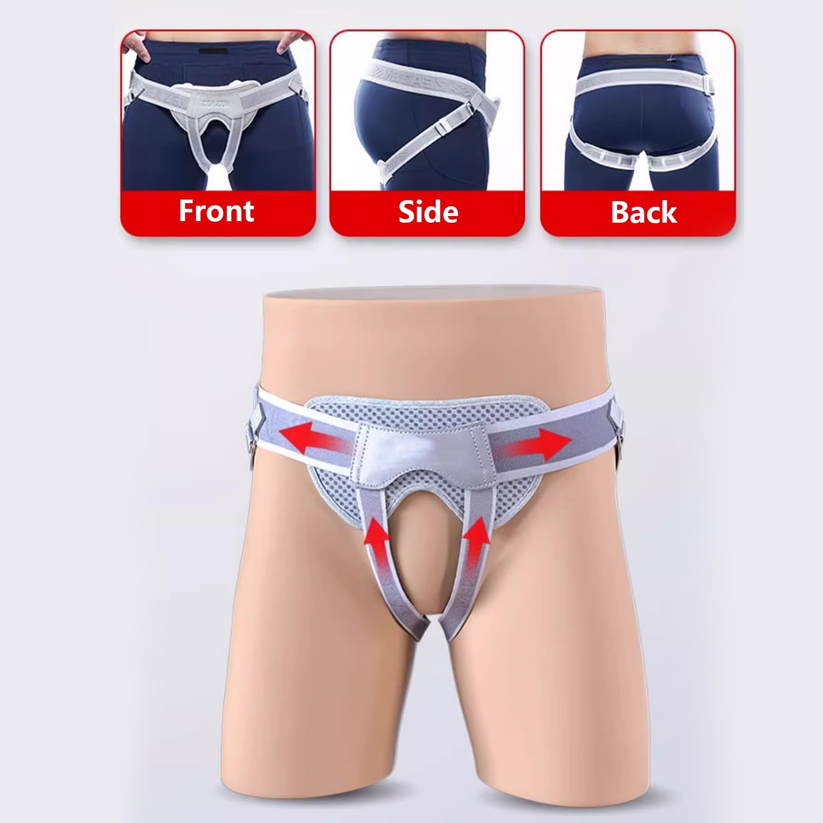 Pavis Slip Ernia Inguinale, Cinto Erniario, Fascia per Ernia Inguinale Uomo, Design del Pacco di Compressione Triangolare con Cuscinetti di Compressione Rimovibili per Uomini E Donne