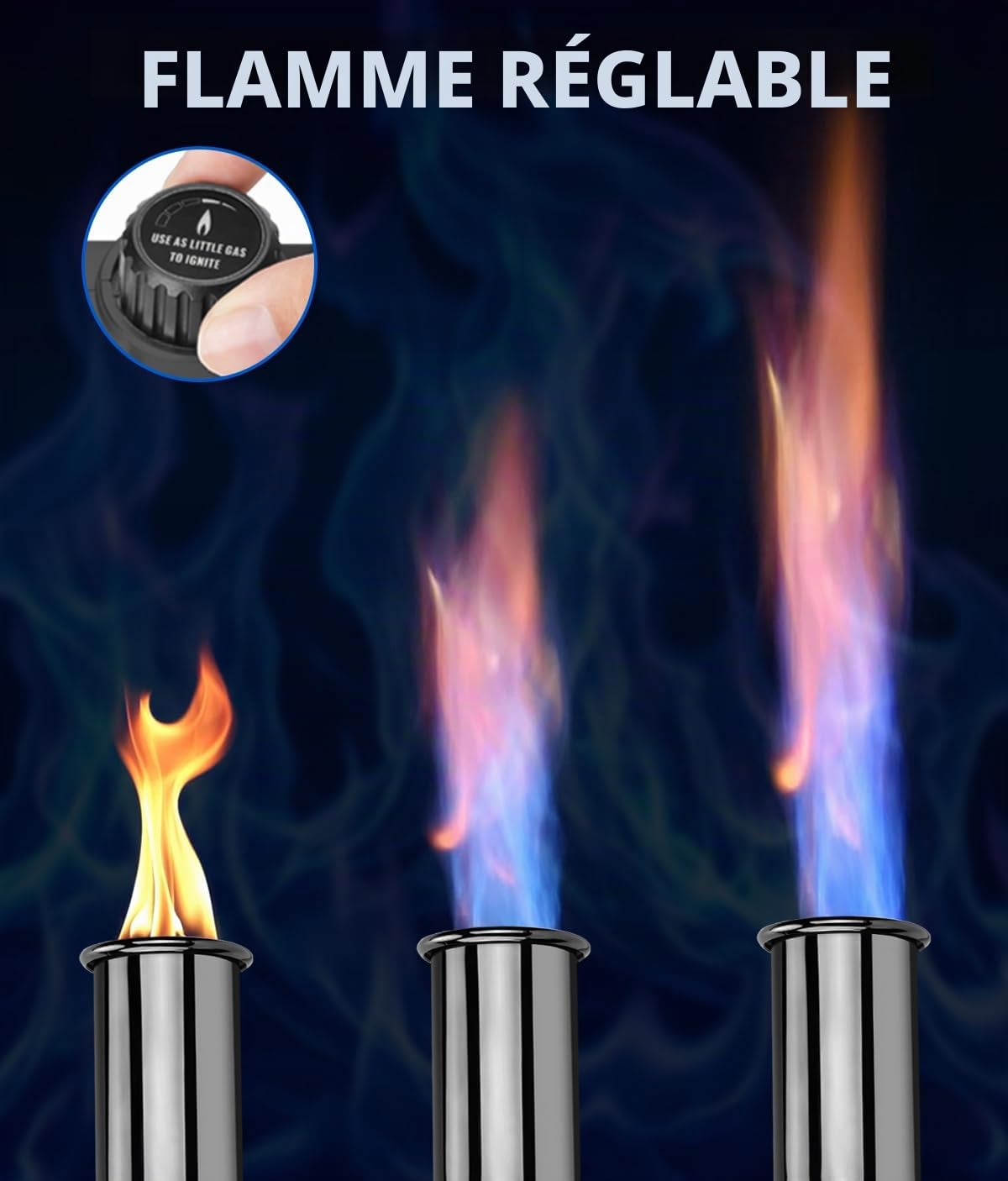 Torche au propane puissante avec design amovible, pistolet de cuisine avec flamme réglable, brûleur de flamme, lance-flammes pour barbecue, allume-charbon, feu de camp, désherbage (réservoir non