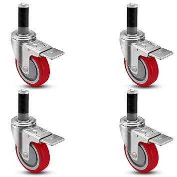 CasterHQ- 4 INCH Caster Wheel Set for Commercial Kitchen PREP Tables, Total Locking CASTERS