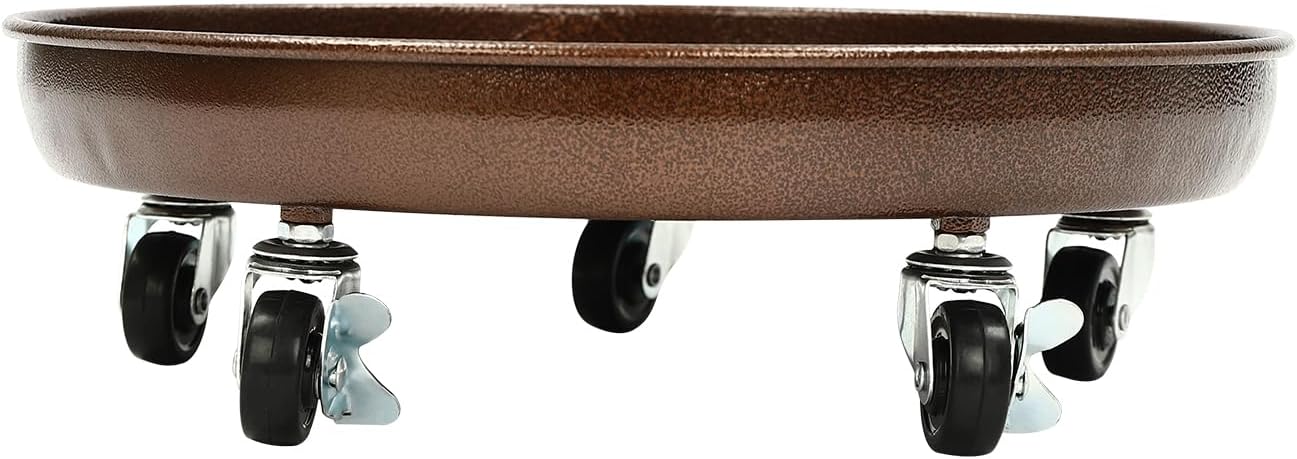 2pc Planter Trolley 14 Inches Plant Stand with Lockable Wheels, Heavy Duty Indoor Outdoor Flowerpot Tray, Square Rolling Saucer Caddy for 12-14" Pots, Patio Garden Move Dolly, Replaces Pot Base