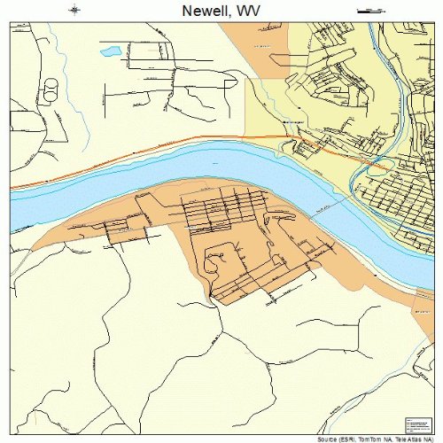 Large Street & Road Map of Newell, West Virginia WV Printed poster