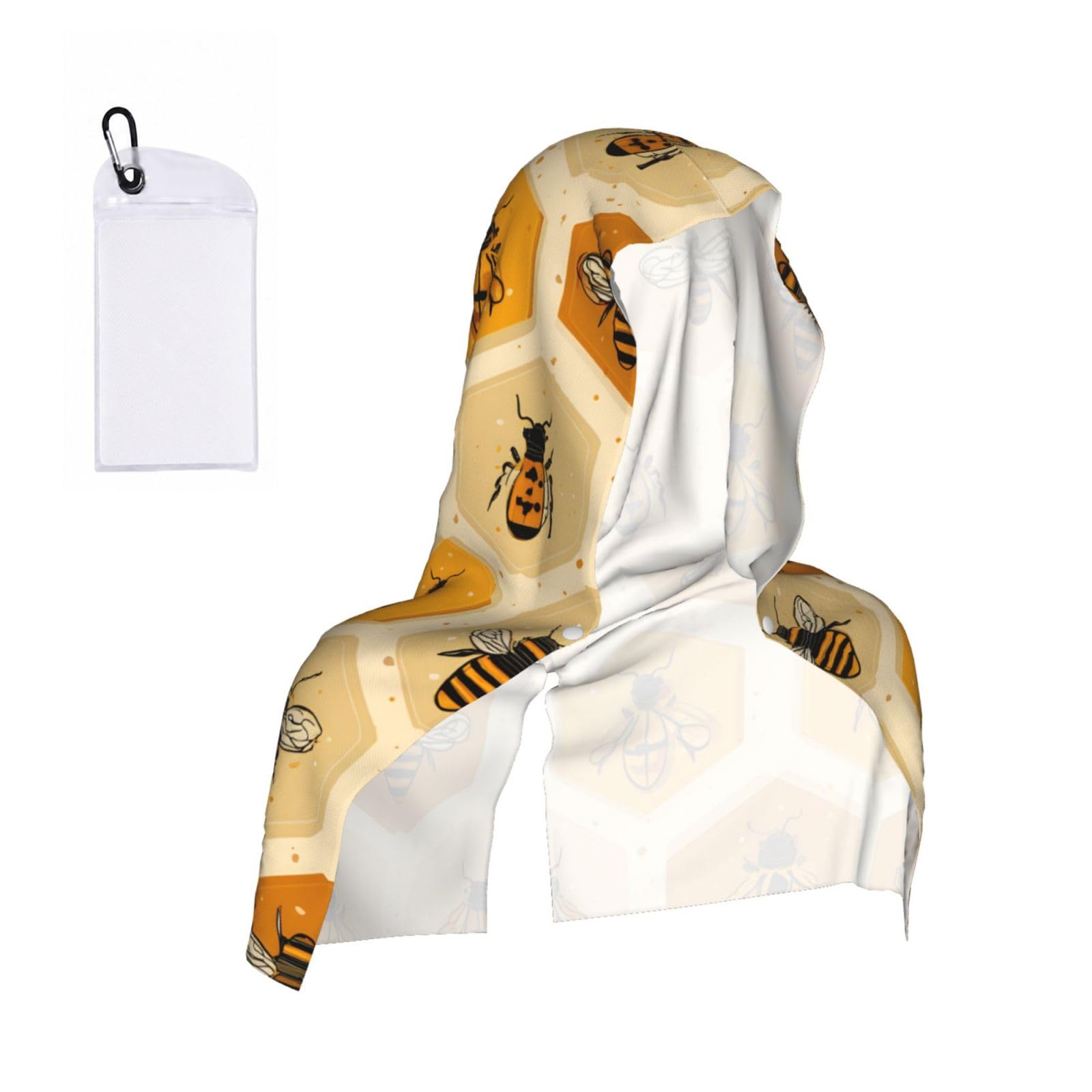 WXWJSHMGC Honeybee Print Cooling Hoodie Towel, Cooling Towels For Neck And Face Sun Protection Instant Cool Hoodie(Sport/Camping/Work Out/Hot Weather)
