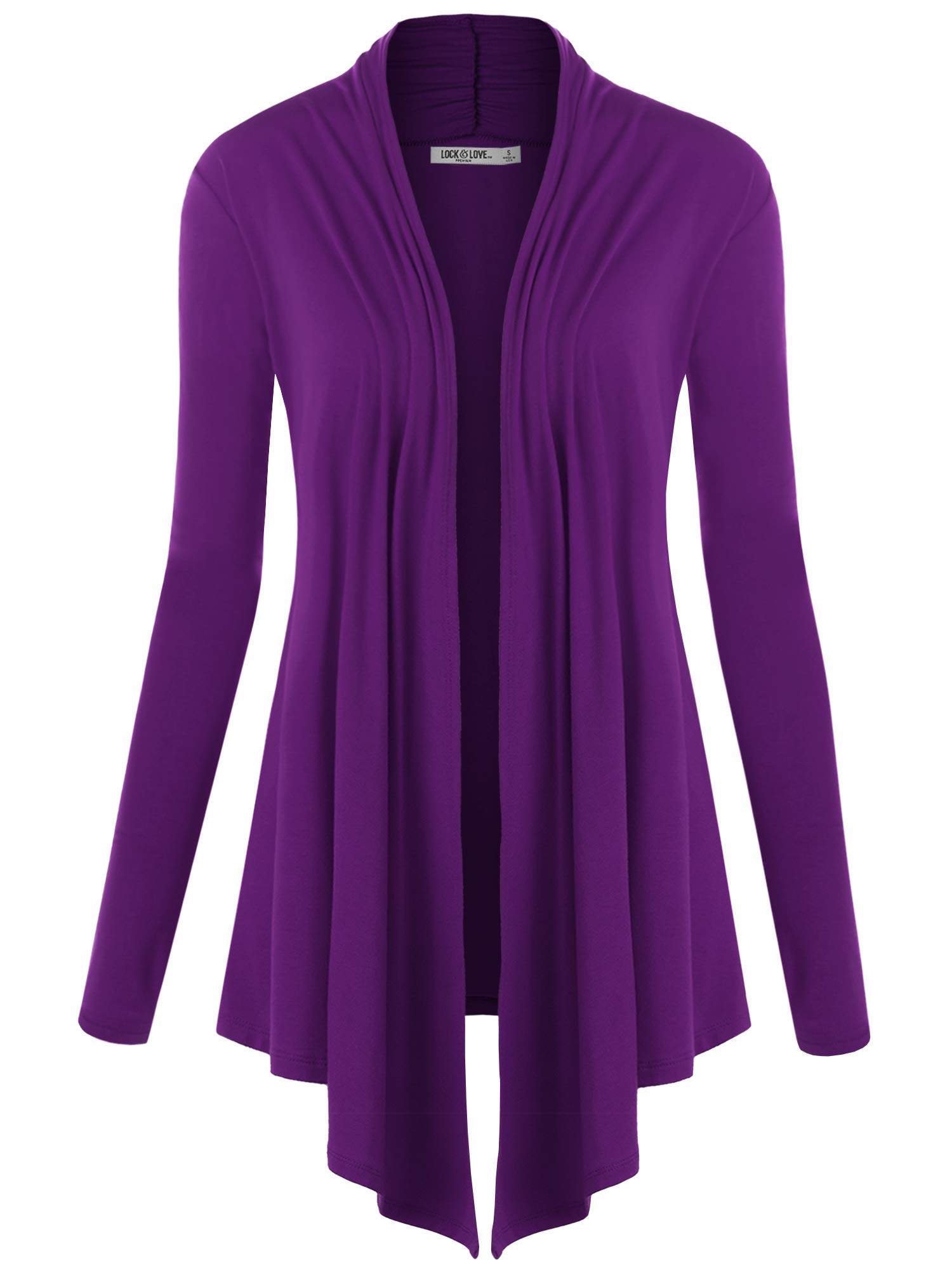 Lock and Love Women's Draped Open Front Cardigan – Lightweight Long Sleeve Asymmetrical Hem Soft Casual Duster Cover Up