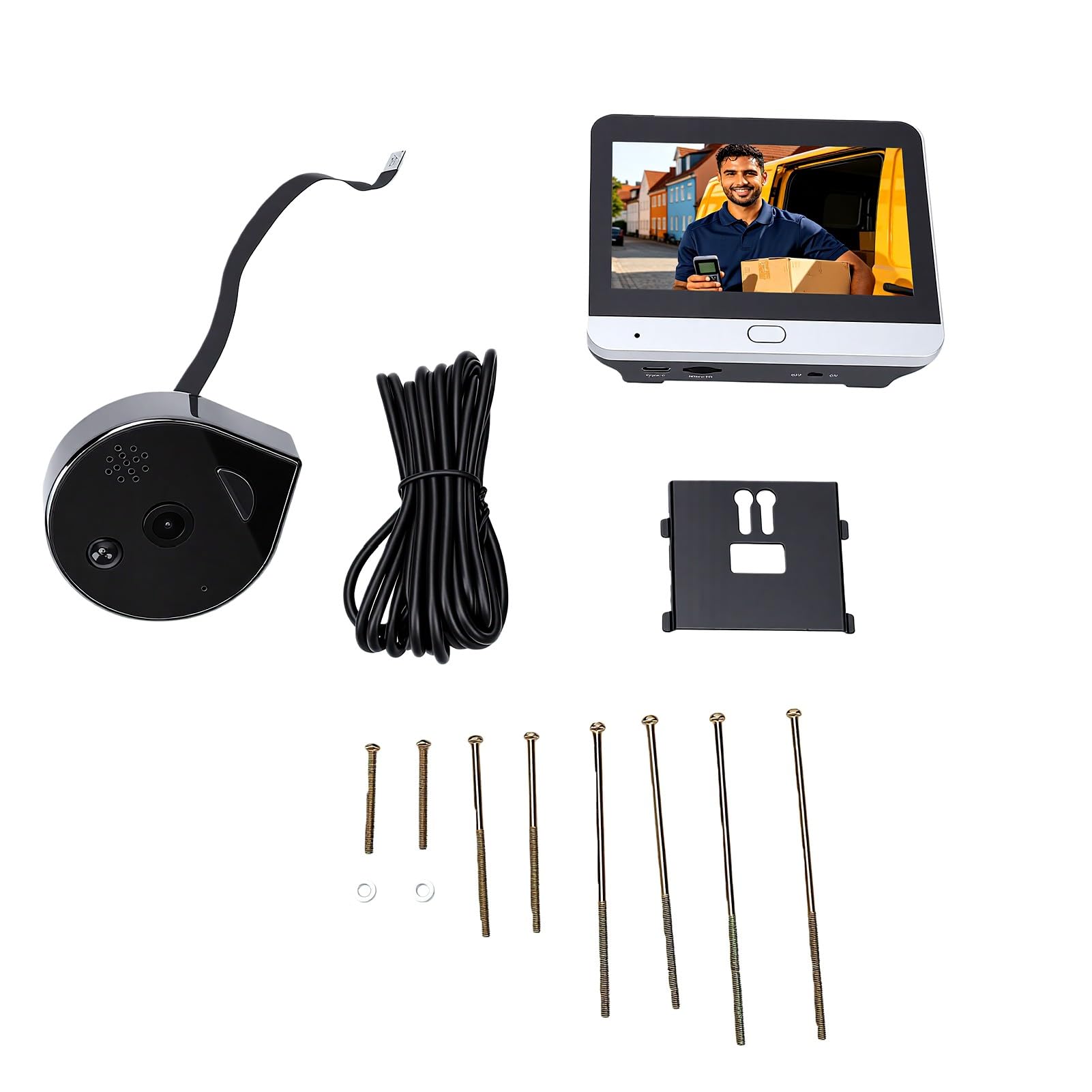 3-MP-Video-Türklingelkamera, 4,3-Zoll-LCD-Bildschirm, WLAN, Dual-Wege-Gespräch mit 5000-mAh-, 160-Grad-Weitwinkel-Bewegungserkennung, Nachtsicht für die Sicherheit zu Hause