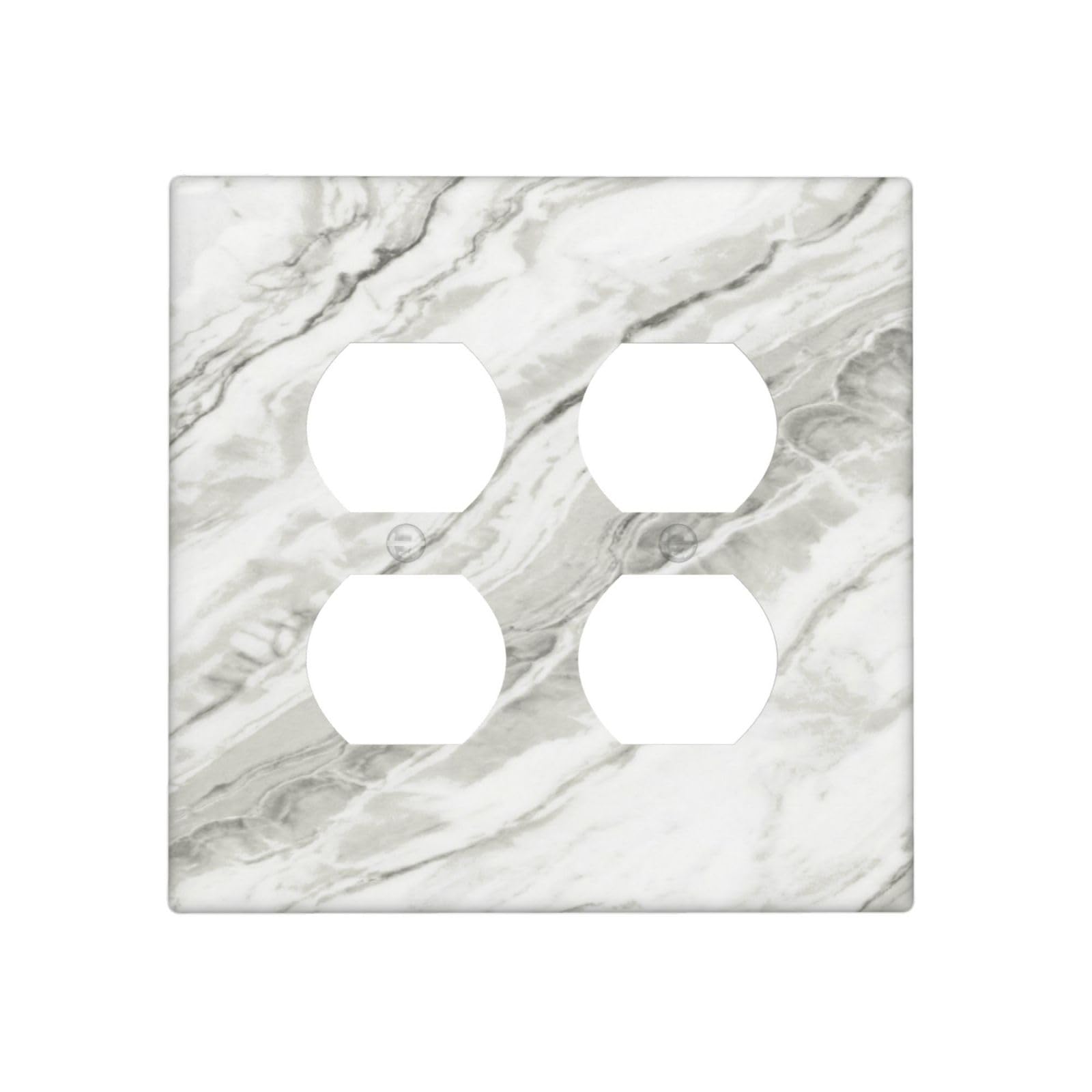 Modern White Grey Cream Marble 2 Gang 2 Duplex Combination Light Switch Cover Decorative Combo Dual Device Receptacle Switch Face Wall Plate