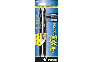 PILOT FriXion Clicker Erasable, Refillable & Retractable Gel Ink Pens, Fine Point, Black Ink, 2-Pack