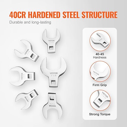 Miniatura 3 de VEVOR Crowfoot - Juego de llaves Crowfoot, 14 piezas SAE (1-116 - 2 pulgadas) con bandeja de almacenamiento, material 40CR con tamaño grabado láser,