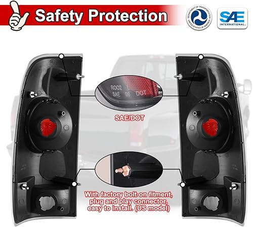 Miniatura 12 de Nixon Offroad Luces traseras para Ford F-150 F-250 F-350 1997 1998 1999 2000 2001 2002 2003, luces traseras halógenas de repuesto para automóvil, 1