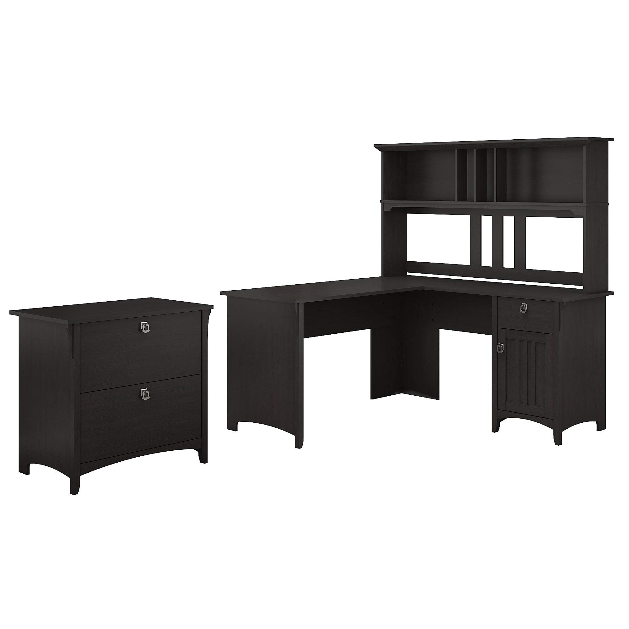 Buy Bush Furniture Salinas 60W L Shaped Desk with Hutch and Lateral