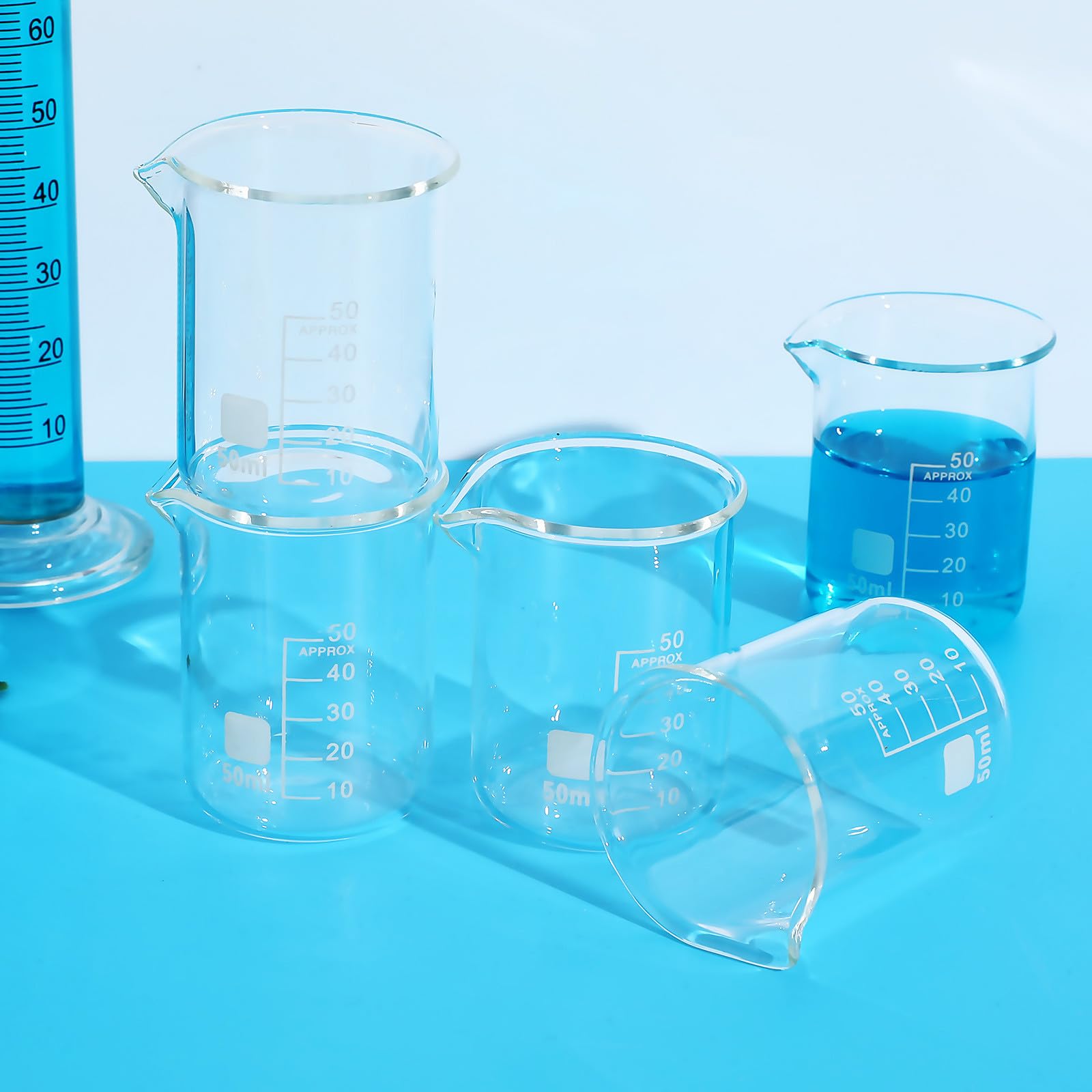 iplusmile Vasos de Precipitados y Diseño Simple y Elegante Medición Precisa de Vidrio 20 Capacidad de 50ml para Uso en Laboratorio Científico