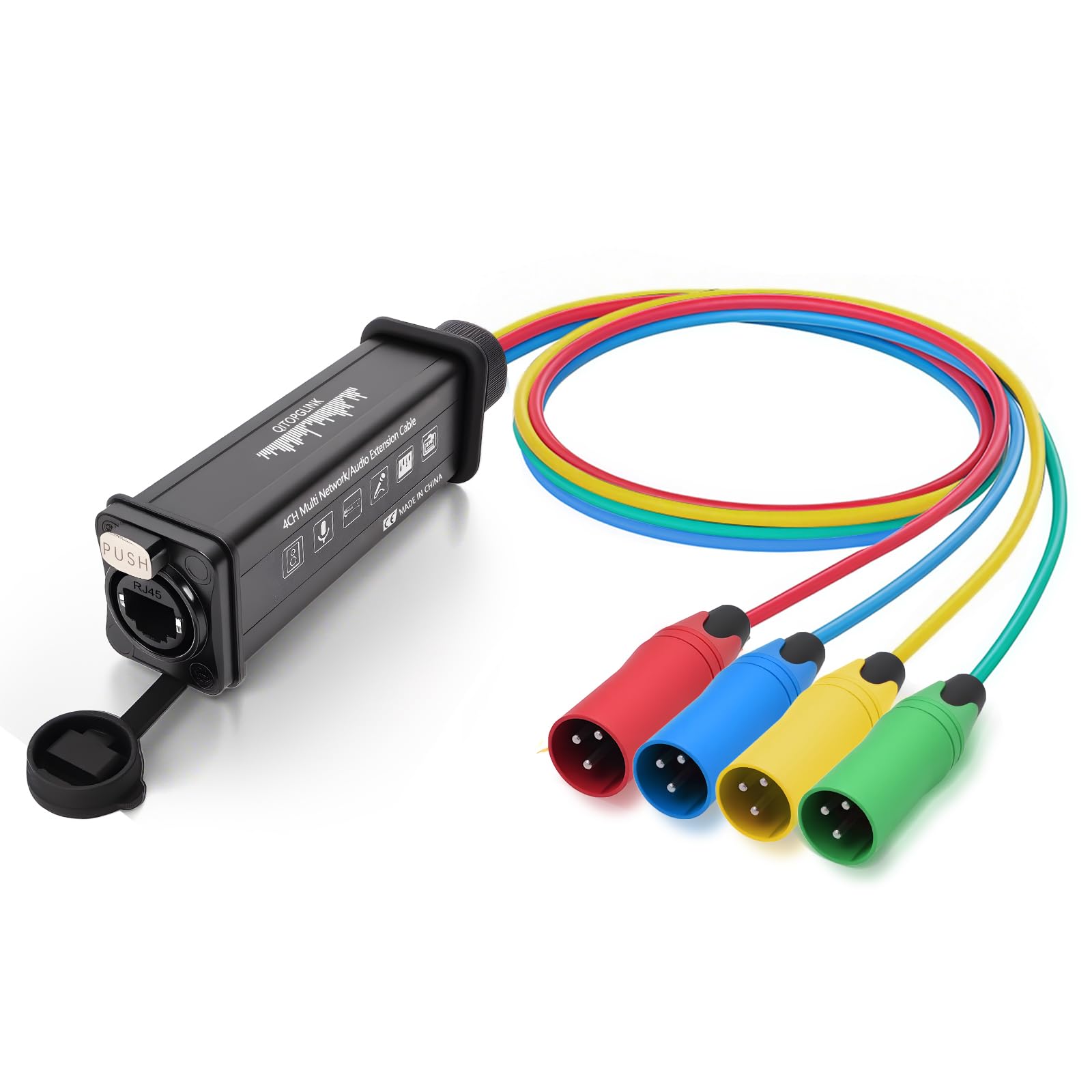 Photo 1 of QITOPGLINK 4 Channel 3Pin XLR Male to Ethercon-Compatible RJ45 Cat5 Cat6 Ethernet Breakout Snake Cable, Over Ethernet Transmission for Live Stage, Lighting Control & Recording Studio, 1.64Feet