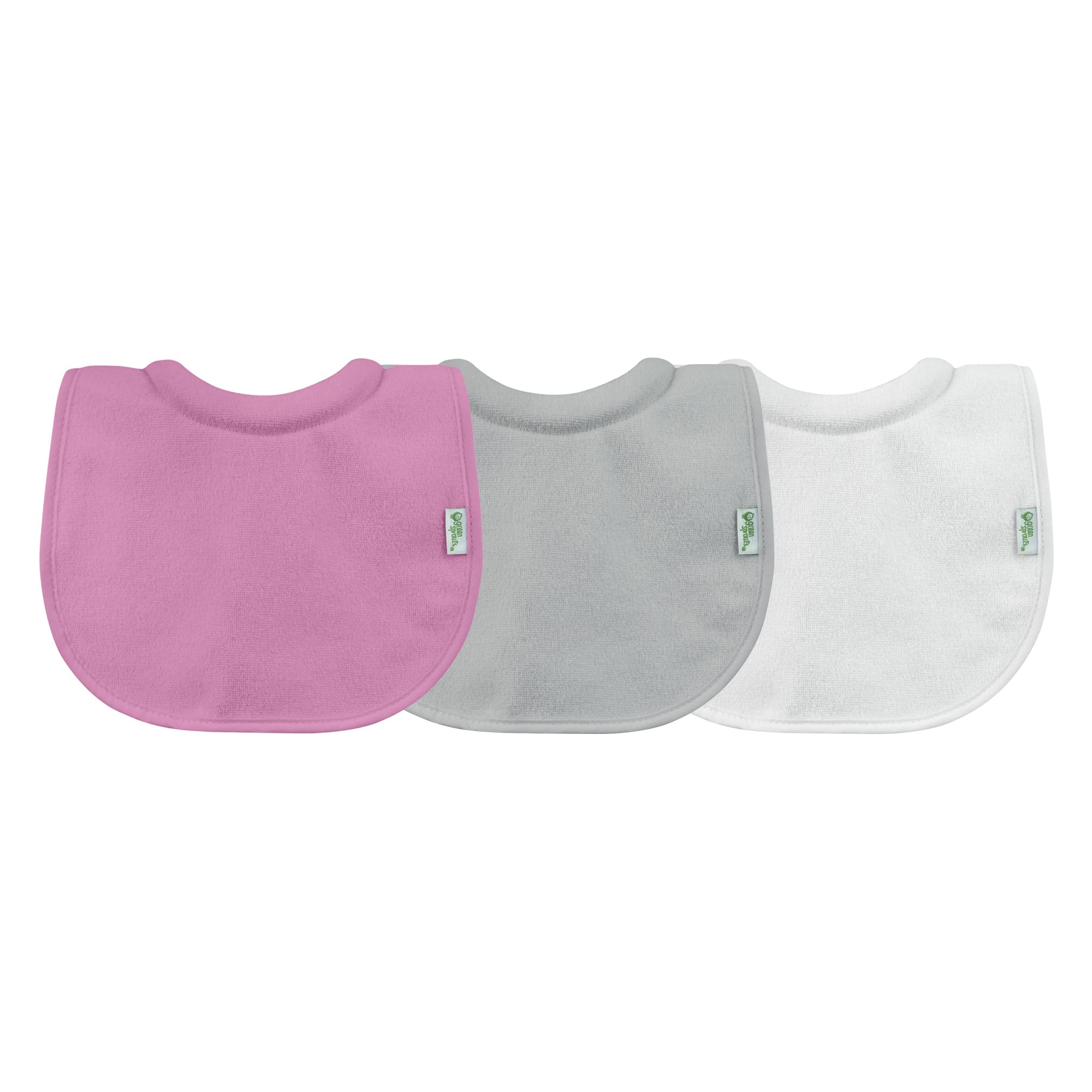 green sprouts Stay-dry Milk Catcher Bibs (3 Pack) | Collar absorbs milk to prevent rashes | Waterproof inner layer, Absorbent terry cotton, Machine washable