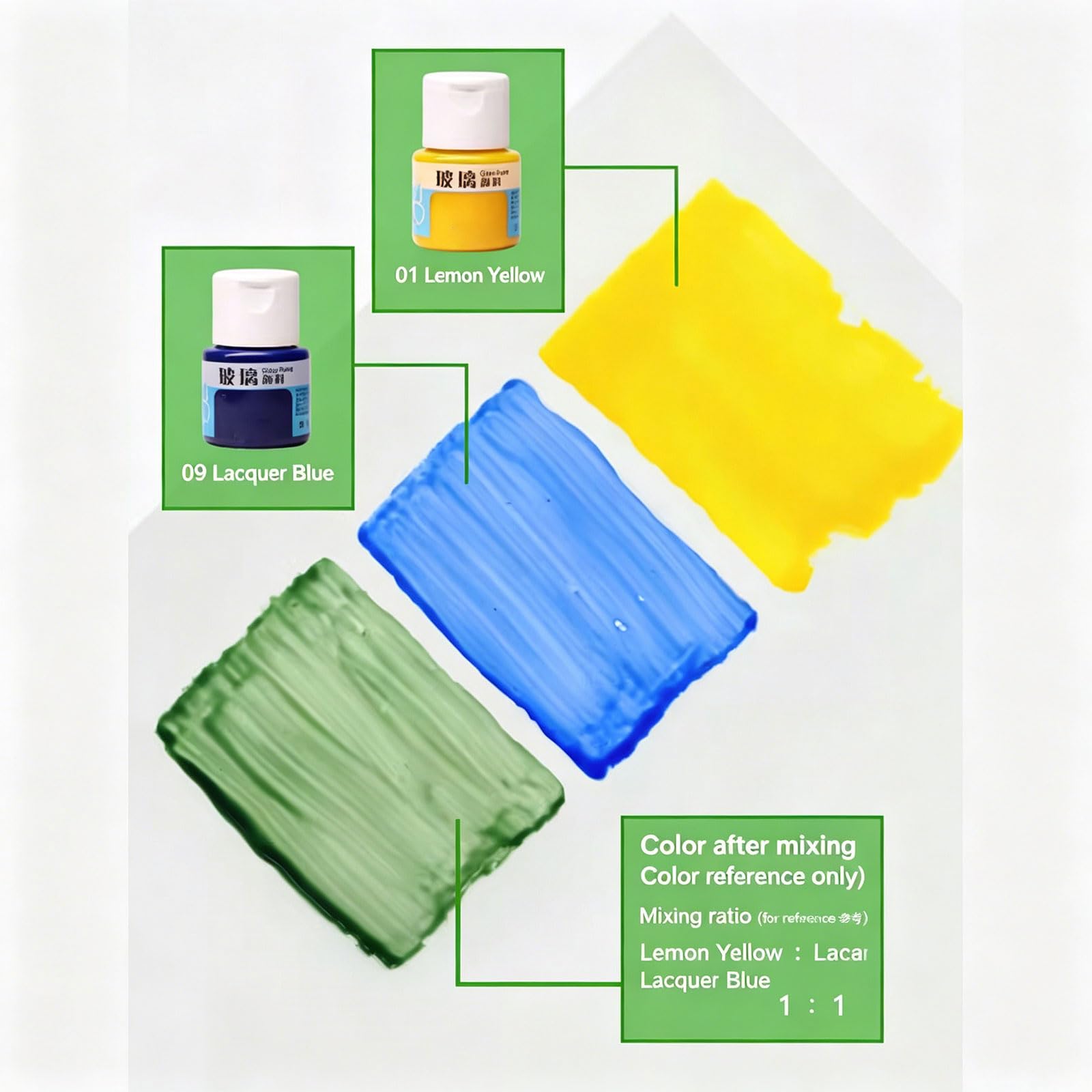 In dunkler Glasfarbe, Keramikfarbe mit 20-ml Flaschen, 12 colors