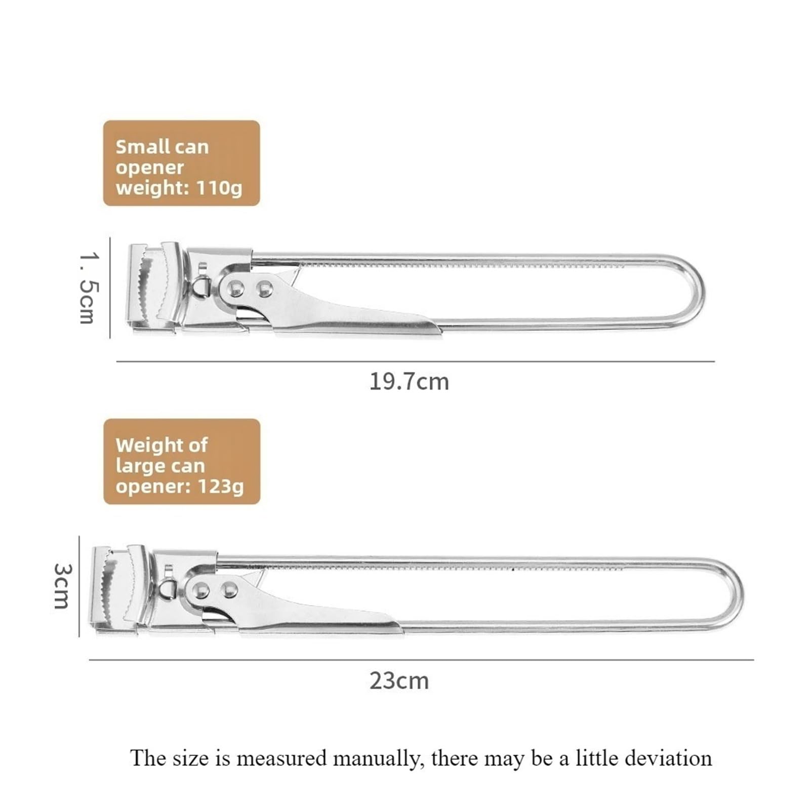 Dosenöffner und Flasche, verstellbar, multifunktional, Edelstahl-Glasdeckel-Clip, manuelles Küchenzubehör(3pcs Small)