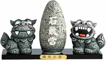 匿名配送込み　‼️限定再値下げ→ 素晴らしい石彫刻　玉獅子　厄除け　家内安全　置物 Amazon.co.jp: 石狮子 シーサー 置物 玄関 厄除け 魔除け 家内