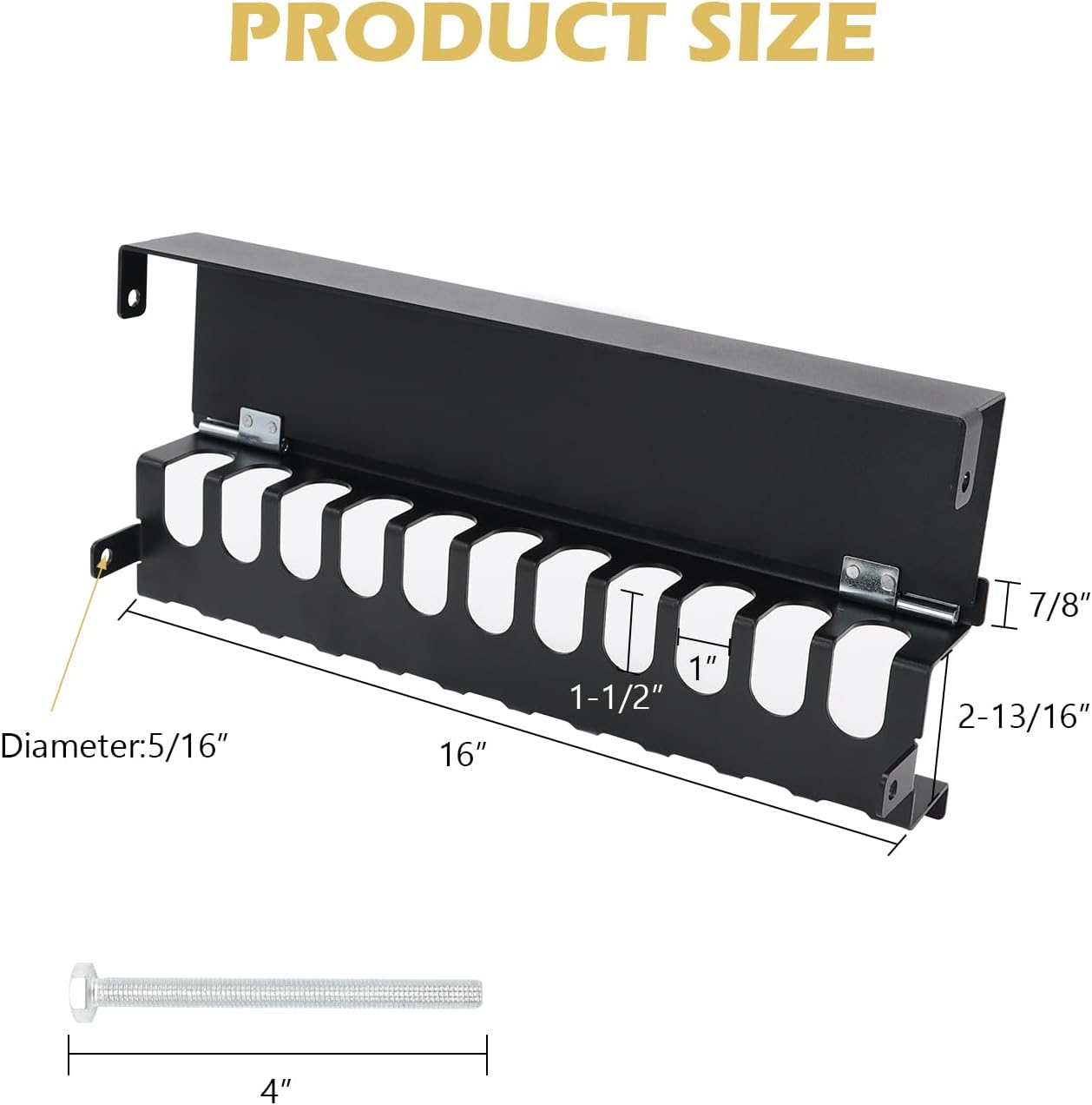 Trailer Chain Holder Heavy Duty - 16" Bolt On Trailer Chain Hanger Organizer, Frosted Steel Rack for Transport Trailers - Holds 11 Load Binders/Chains (Max 1/2" Hook Chains)