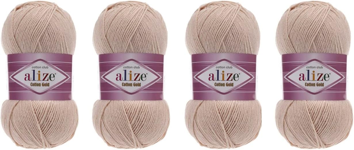 4 Skeins 55% Cotton 45% Acrylic Yarn Alize Cotton Gold Thread Crochet Hand Knitting Art Lot of 400 gr 1444 yds (401)