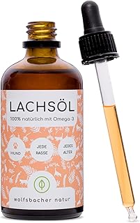 Lachsöl für Hunde mit Omega 3 I 100ml norwegisches, natürliches Lachs-Öl aus Atlantik-Meer-Lachs I Hochdosiertes Ergänzungsmittel für Hunde