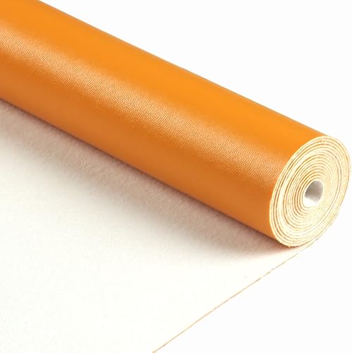 Miniatura 2 de Rollo de piel sintética color naranja de 10 x 53 pulgadas, material de piel sintética suave para hacer manualidades, manualidades, aretes de cuero,