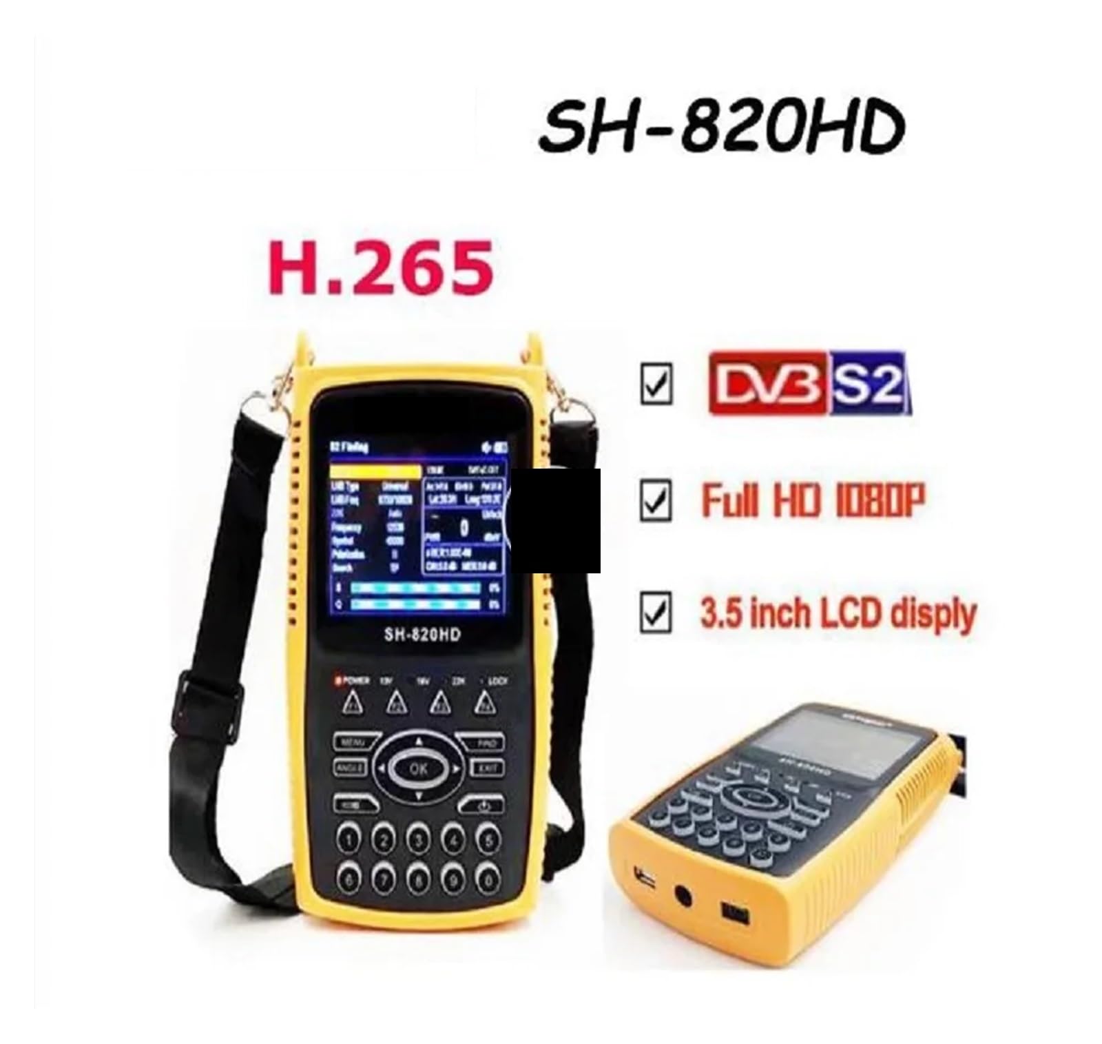 Medidor de Campo TDT, Combinación de CCTV SH-820HD acm DVB-S2 DVB-T/T2 vs. medidor de satélite digital V8 Finder Pro2 H.265 SatLink WS6916 FindSat(DVB-S2 and T2)