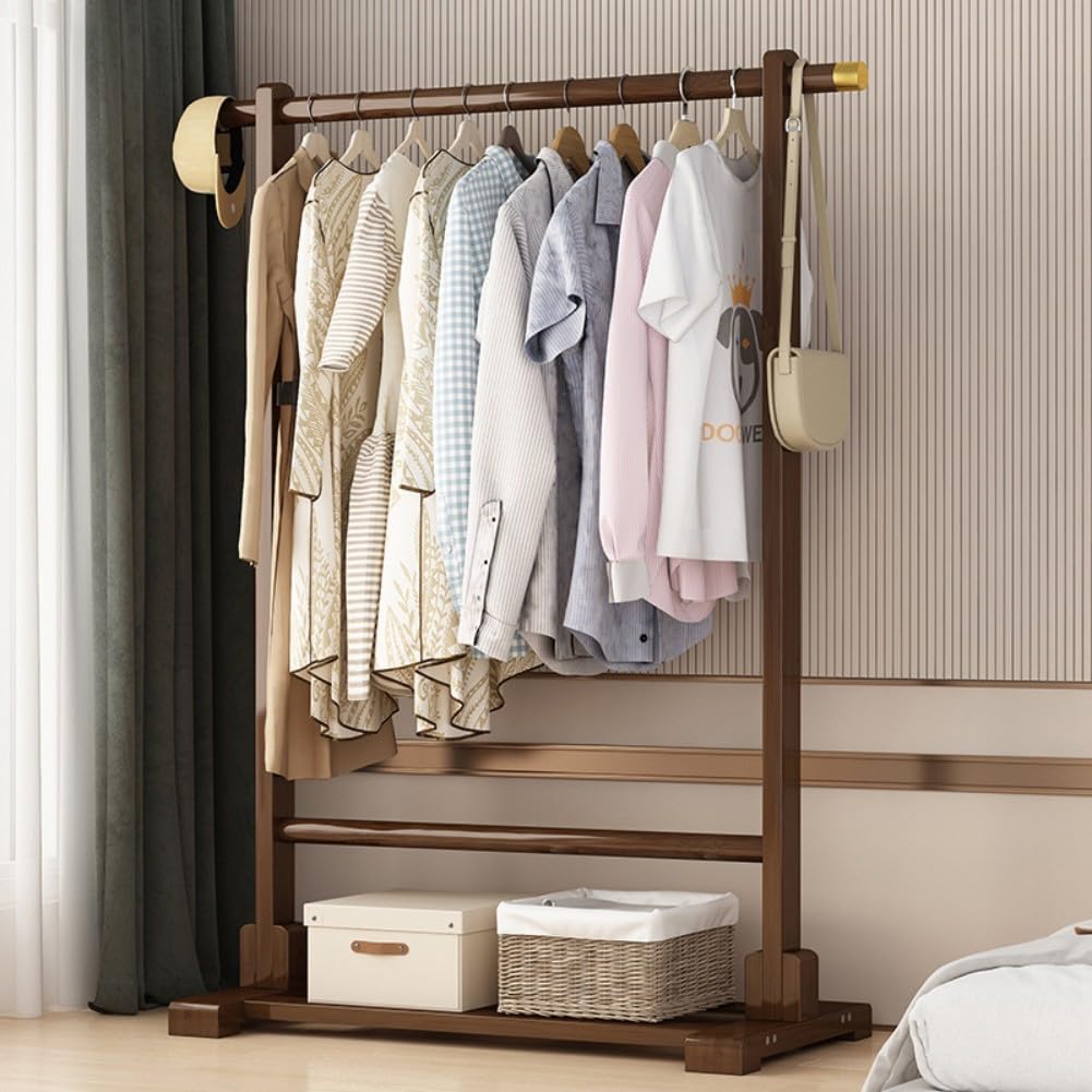 Appendiabiti in legno con ripiani - Abbigliamento portatile per camera da letto 120x40x163cm - &Armadio
