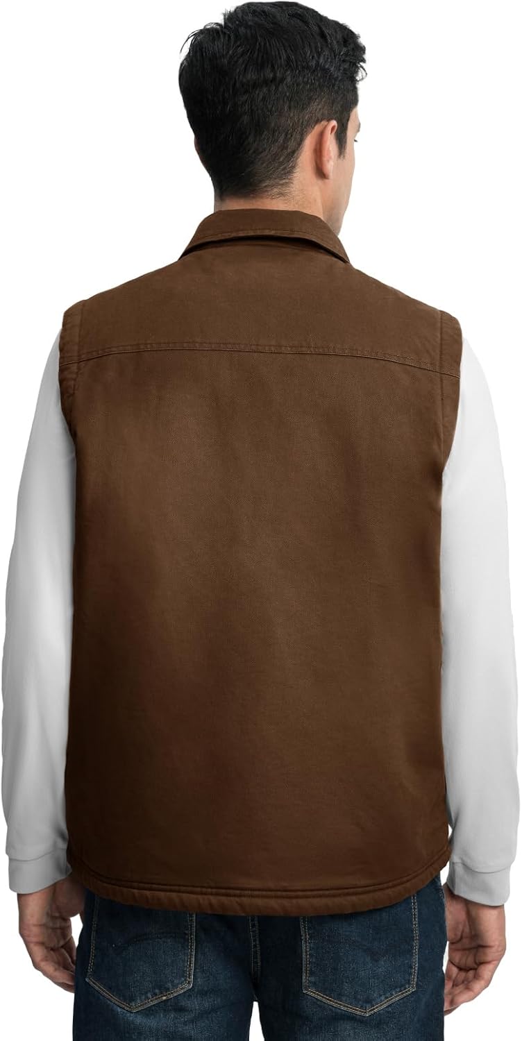 TBMPOY Men's Winter Vest Casual Sherpa Fleece lined Full Zip Lightweight Vest Outerwear Warm Cotton Travel Jackets - Image 6