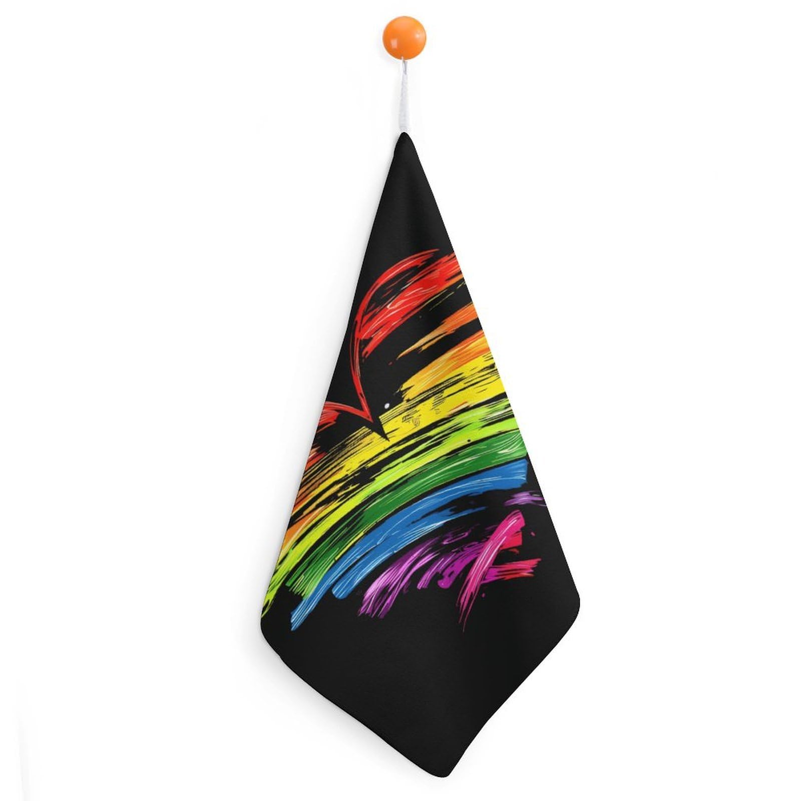 TXFBTRFSA LGBT Gay Rainbow Heart Hand Towels with Hanging Loop Kitchen Towel Handkerchiefs Cleaning Cloths