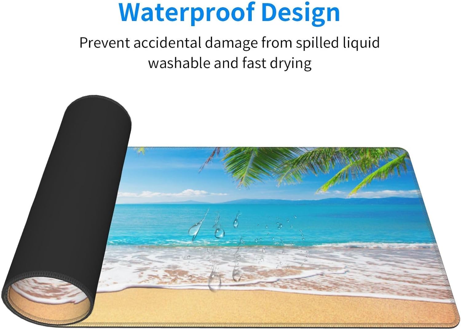 Palm and Tropical Beach Mouse Pad Large Gaming Mousepad Non-Slip Rubber Base Keyboard Mouse Mat for Laptop Keyboard Desktop 31.5 x 11.8 inch image 4