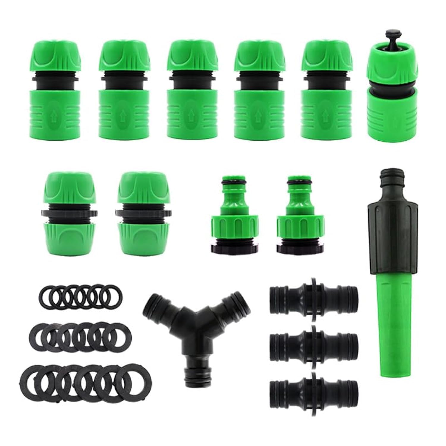 Garden Hose Connector Kit, 1/2" ABS Material, 33 Pieces, Quick-Connect, Hose Connector Adapter for Outdoor Indoor Faucets, Water Nozzle Irrigation