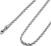 HolyFast Stainless Steel Twist Rope Chain Necklace for Men & Women - Durable 20 Inch Twister Jewelry with Lobster Clasp