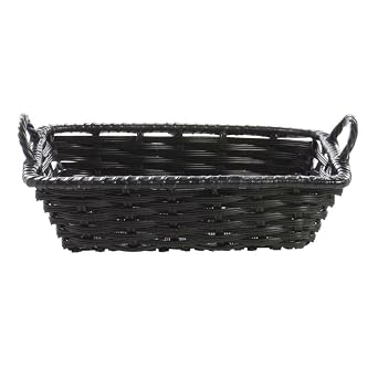 HUBERT Black Storage Basket with Handles Plastic - 11"L x 8"W x 3"H