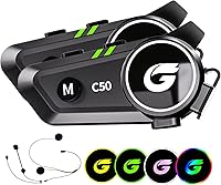 Vista 8 de Auriculares Bluetooth para casco de motocicleta con sonido estéreo, sistema de comunicación C50 de 2 vías de 1000 M, altavoces de intercomunicación