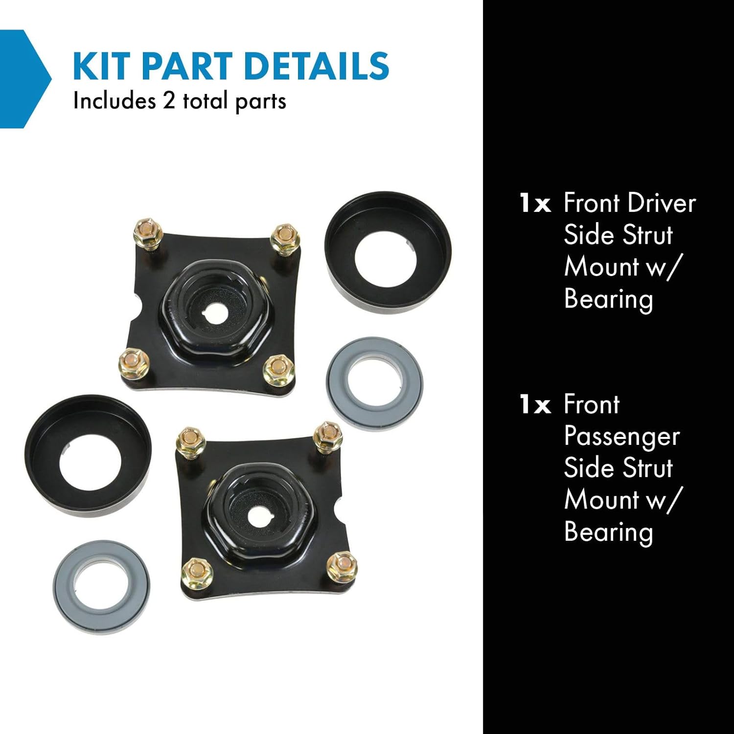 TRQ Front Upper Strut Mount Set Compatible with 2001-2012 Ford Escape 2001-2011 Mazda Tribute 2005-2011 Mercury Mariner