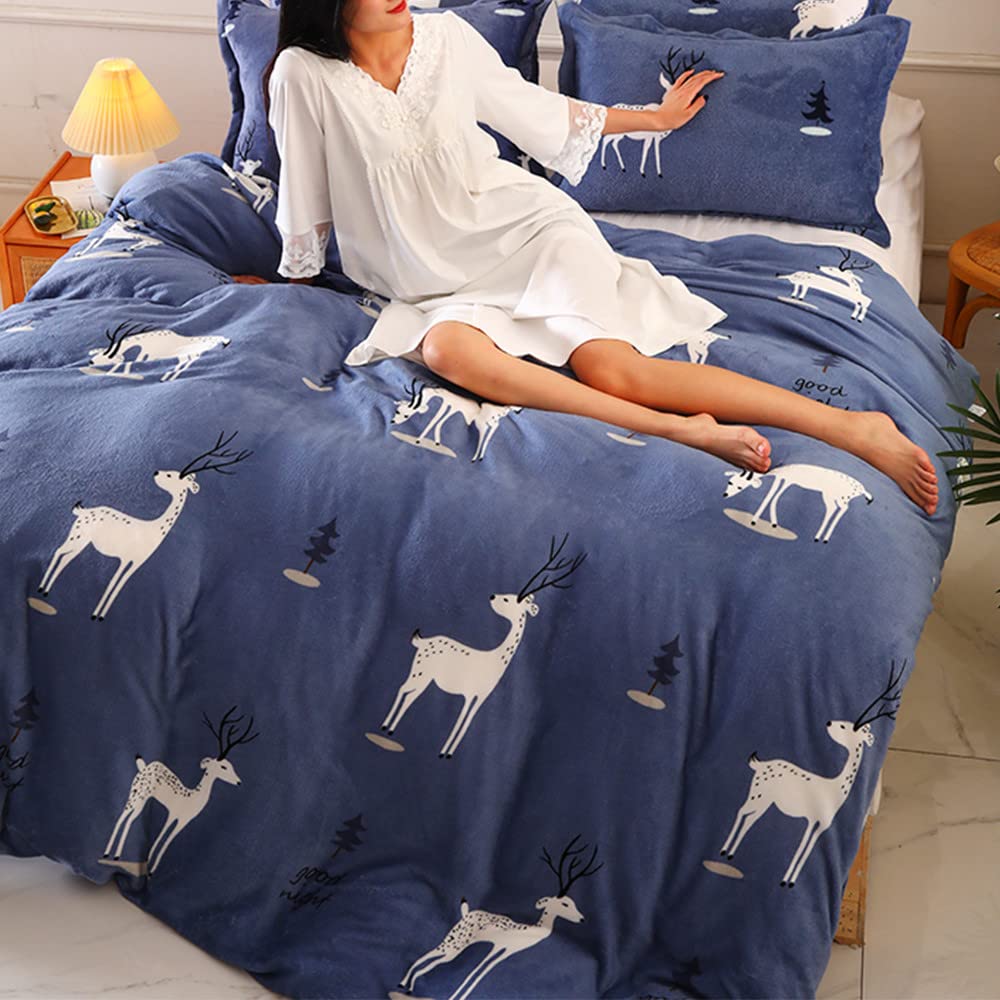 Morbuy Housse De Couette Flanelle Réversible Noire Et Blanche 150x200cm - Couverture Polaire Chaude