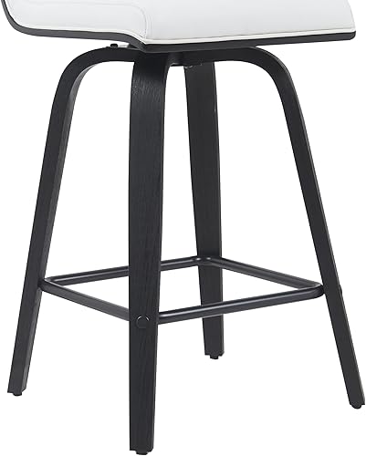 Miniatura 63 de Armen Living Vienna - Taburete giratorio de 26 pulgadas de altura de mostrador de piel sintética gris y madera de nogal Piel sintética