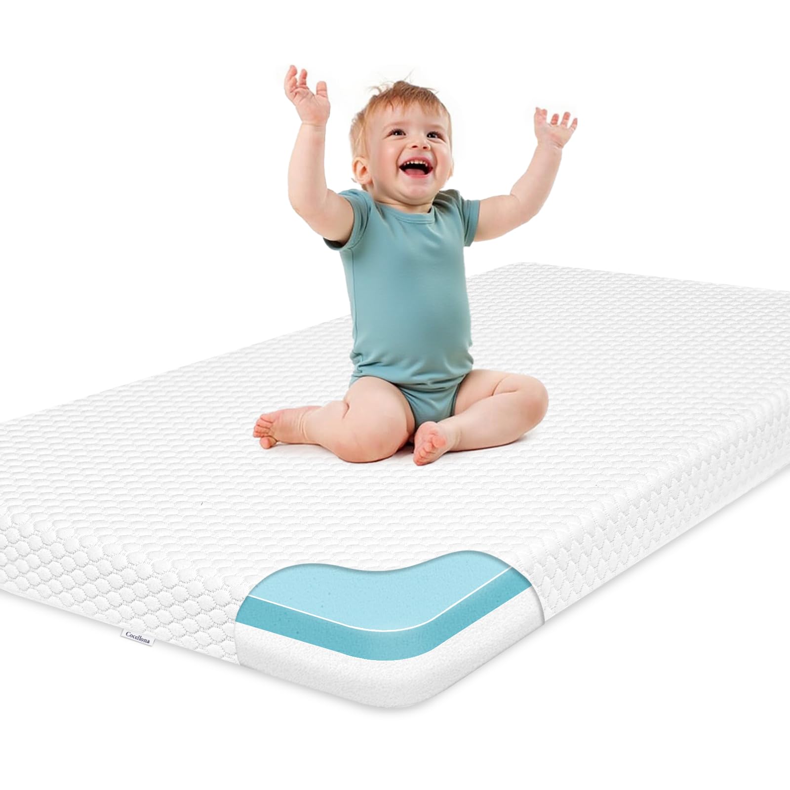Pack and Play Mattress Pad, 38x26 Pack N Play Mattresses with Removable Ultra-Soft Cover, Portable Soft & Firm Memory Foam Baby Mattress for Playpen Pack n Play, White