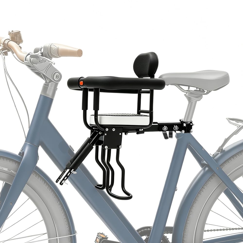 Siège de vélo avant réglable pour enfants de 1 à 5 ans, sièges de vélo pour tout-petits avec garde-corps amovible et pédales pour vélos adultes
