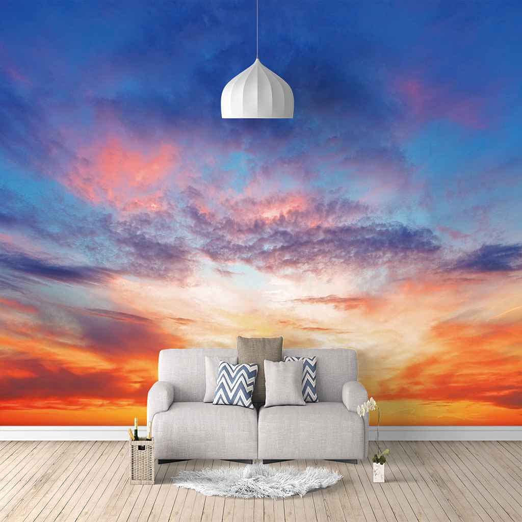 Papier peint photo 3D nuages de crépuscule grand format auto-adhésif pour fond TV bureau