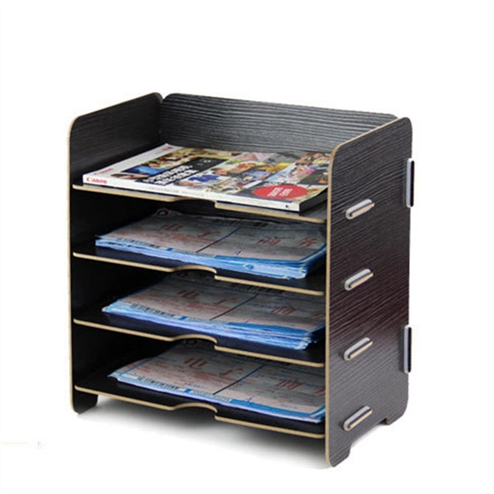 Scatola portadocumenti e portadocumenti in legno a 4 strati, elegante organizer da scrivania per ufficio e casa, perfetto per la famiglia, per documenti, documenti e forniture