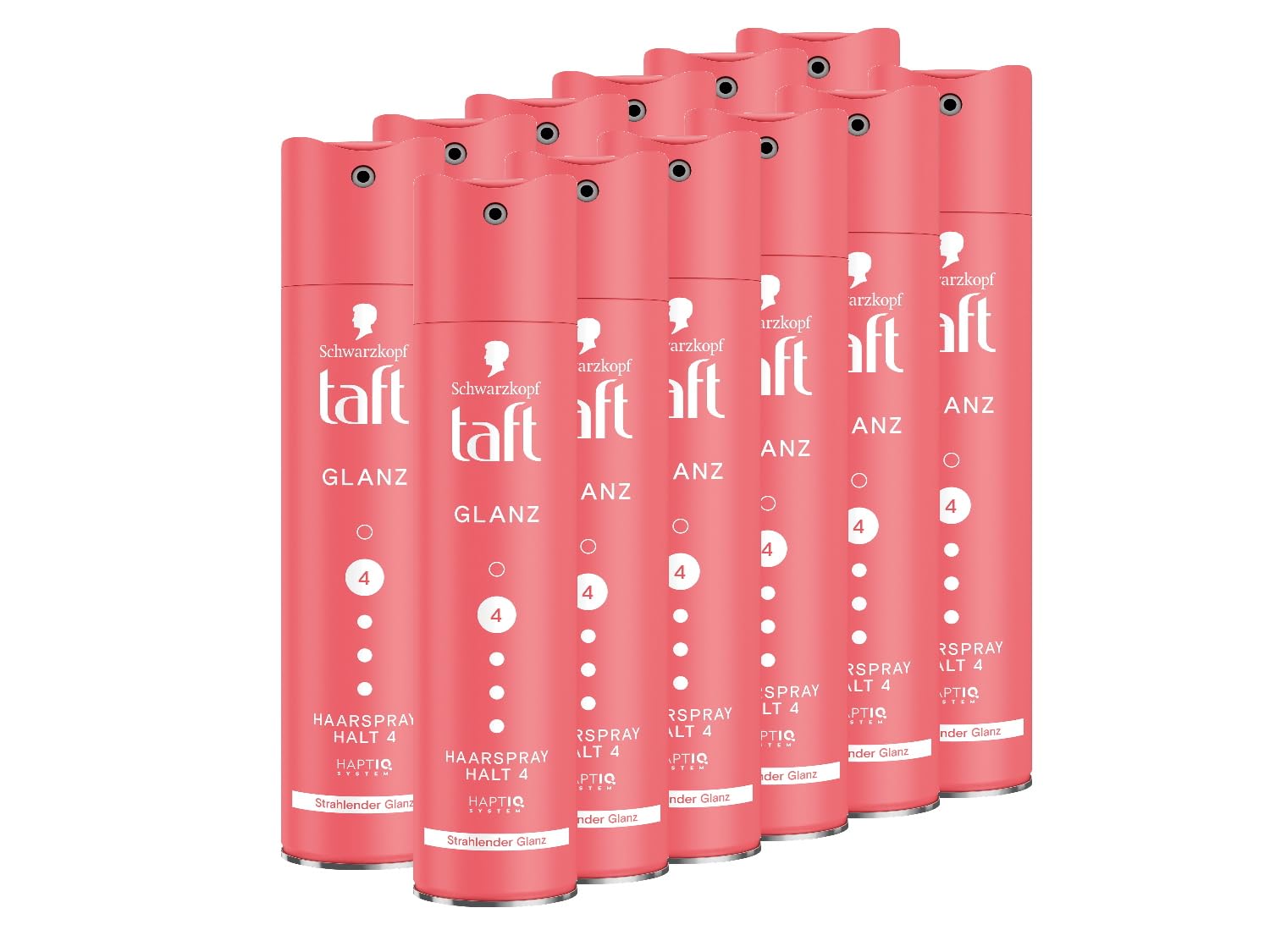 Schwarzkopf Taft Haarspray Glanz (12x 250 ml), Haltegrad 4 Haarstyling, Haarspray für alle Haartypen, strahlender Glanz und Gloss Finish, vegane Formel*