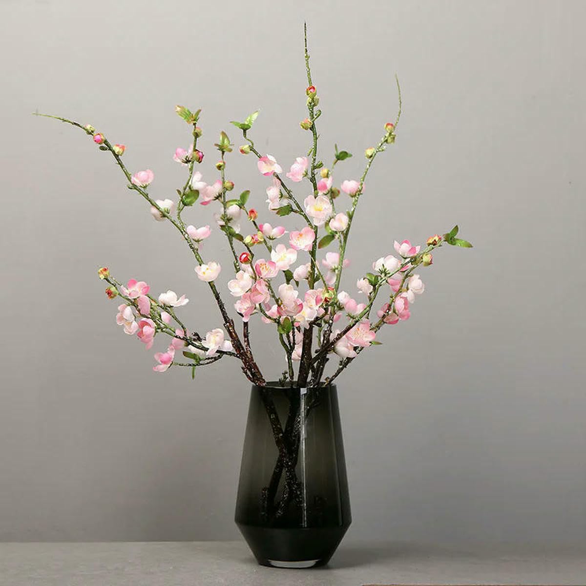 Ayhtud Light Pink Artificial Cherry Blossom Flower Branches Silk Peach Spring For Wedding Decoration Plum Blossom Wedding Arrangement Accessories