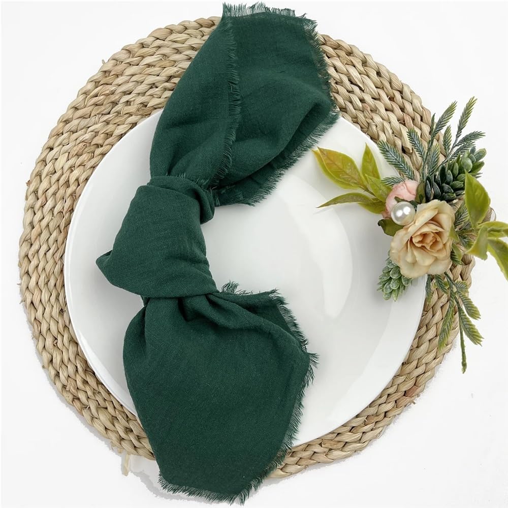 Servilleta, 60 servilletas de algodón 32x32 cm, reutil.s, Bodas(Green)