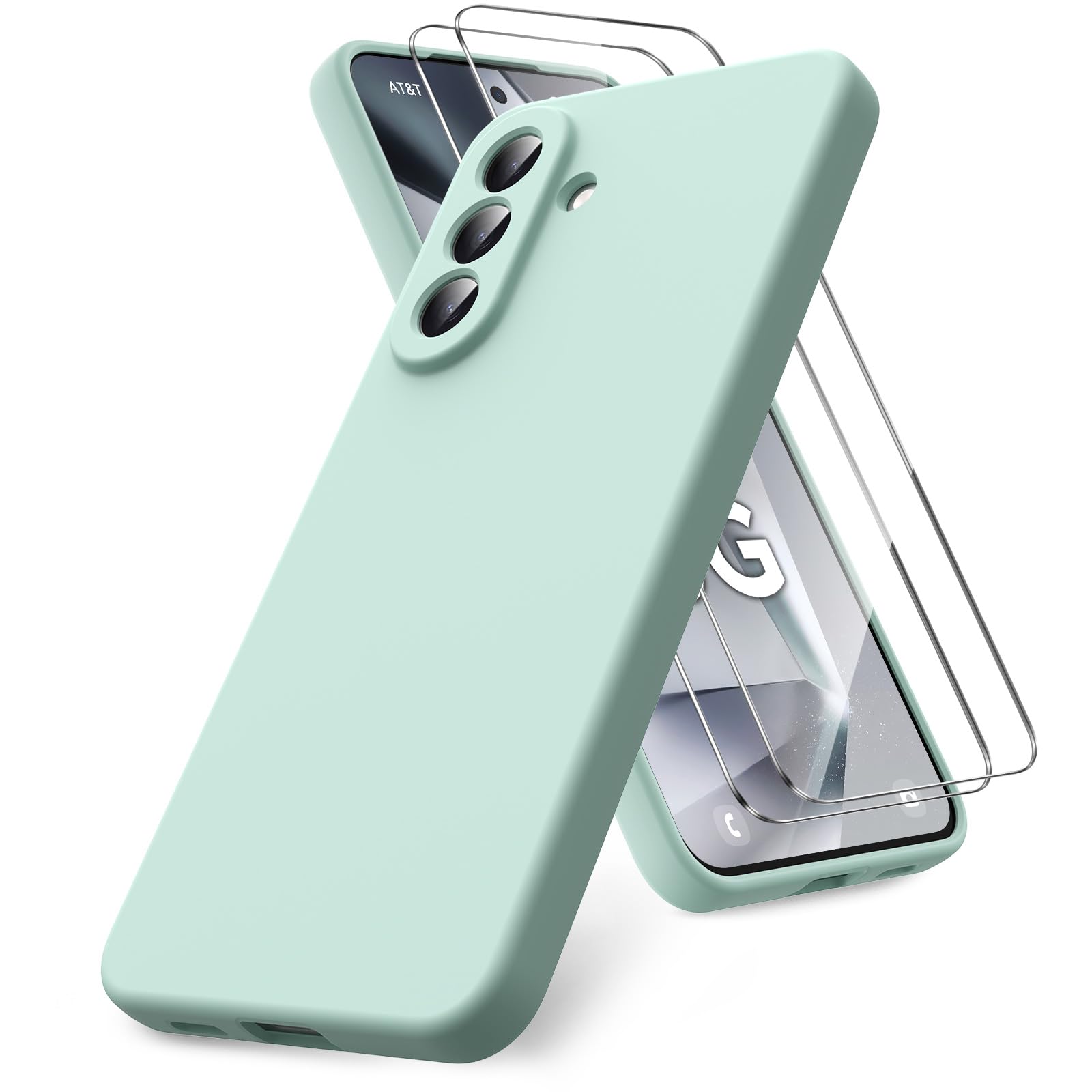 Vansdon Handyhülle kompatibel mit Samsung Galaxy A37 5G Hülle, 2 Stück Panzer Schutz Glas, weiche TPU Flüssigsilikonhülle, stoßfestem Gummi Silikongel Fall-Taupe
