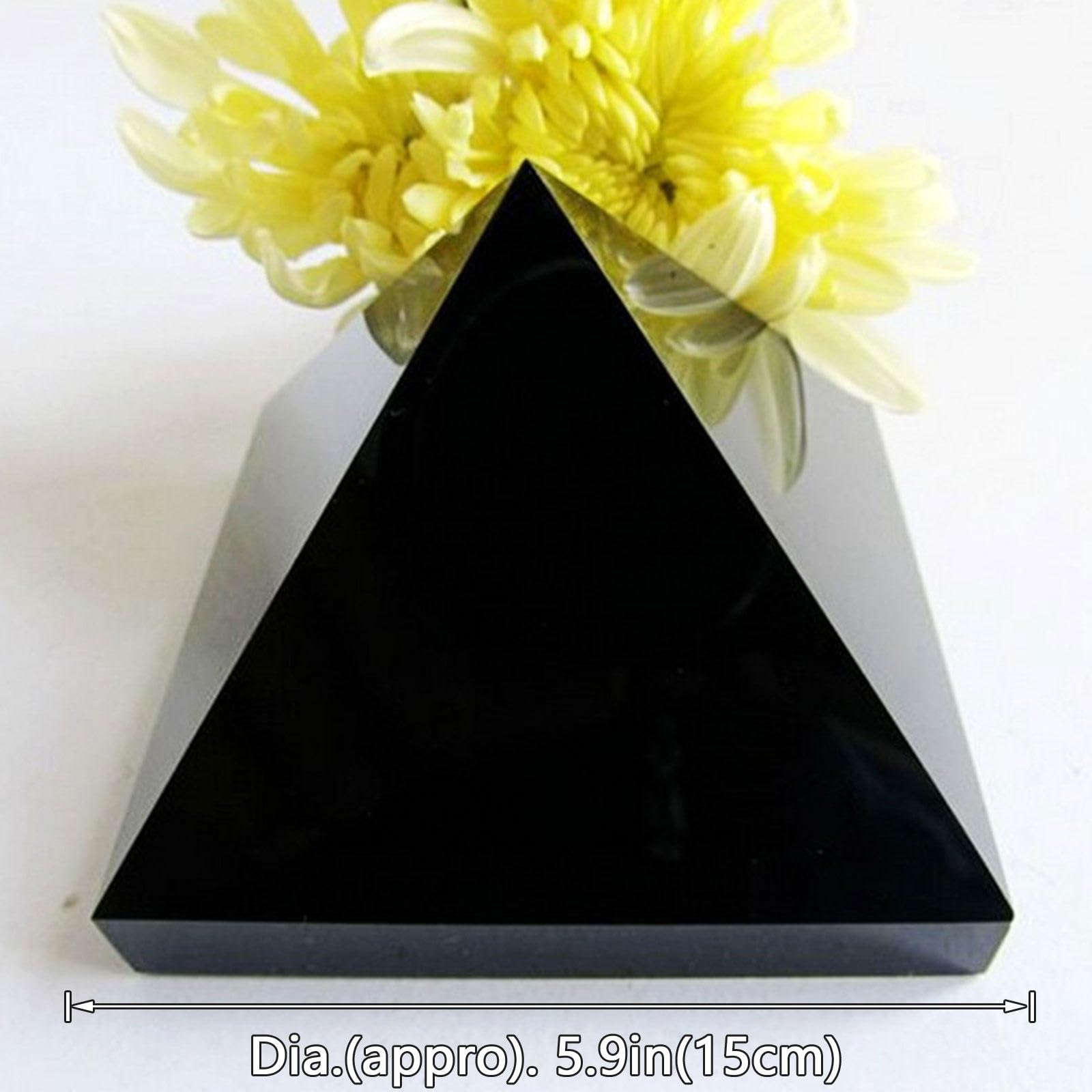 Pirámide de Obsidiana Negra Figura de Pirámide de Cristal Curativo Natural. Piedra Tallada de Chakra Reiki, Piedra Preciosa, Decoración del Hogar, Regalo, Decoración, Artesanías,5.9"