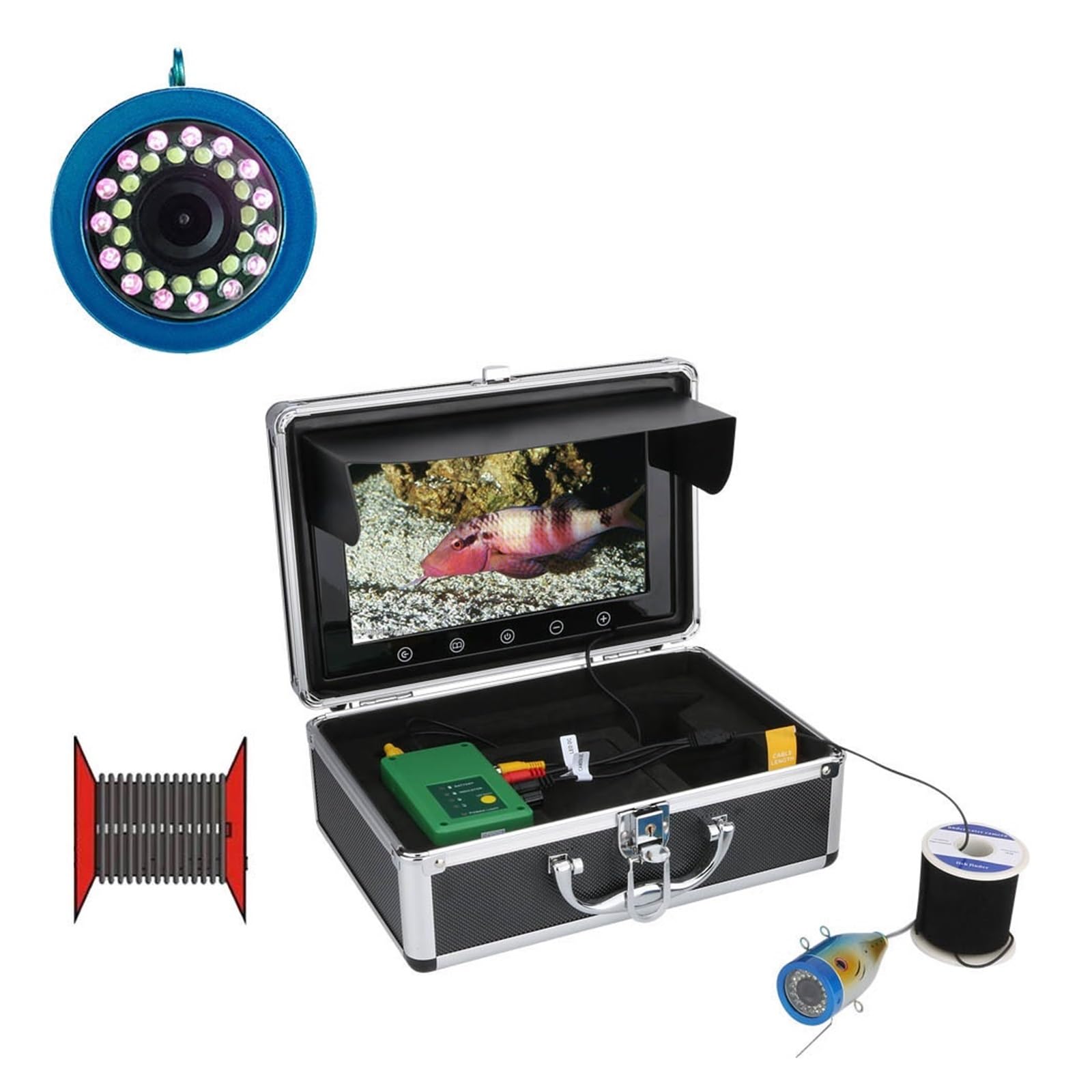 CVFRDD Underwater Fishing Camera 9 Inch 15M 1000TVL Fish Finder Underwater Fishing Camera 15pcs White LEDs + Infrared Lamp For Ice/Sea/River for Ice Sea Lake Boat Fishing(15M)