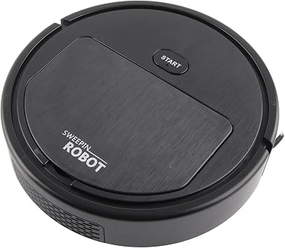 Robot Vacuum Cleaner Sweeper - Rechargeable 3-in-1 Intelligent Low Noise Mop for Automatic Floor Cleaniing of Hair, Dust and Debris - Black